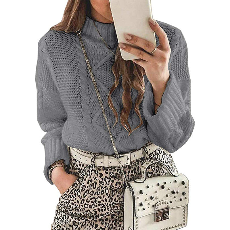 Damen Grobstrickpullover mit strukturierter Maschenoptik und hohem Kragen Krohn-e