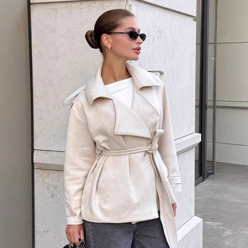 Damen Elegante Utility-Jacke mit Taillengürtel und entspannter Passform Krohn-e