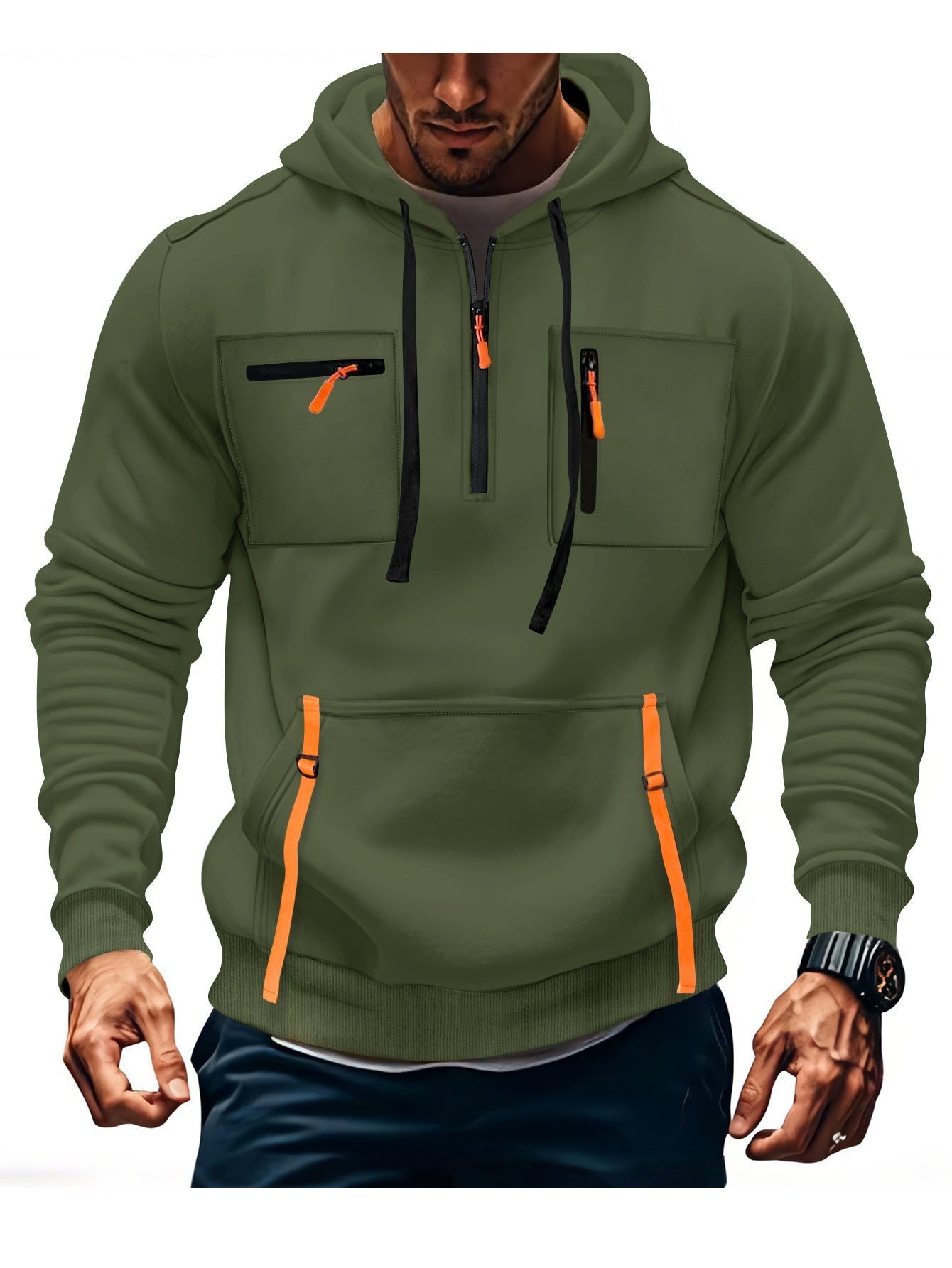 Herren modischer Kapuzenpullover mit funktionalen Reißverschlusstaschen Krohn-e