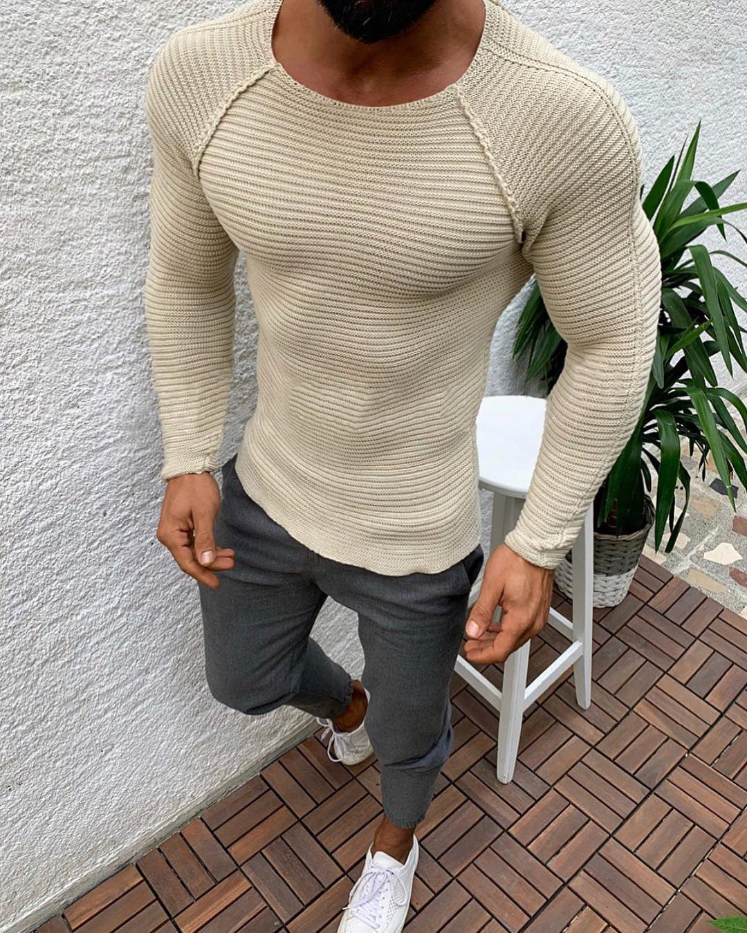 Herren Langarm Strickshirt mit eleganter Struktur Krohn-e
