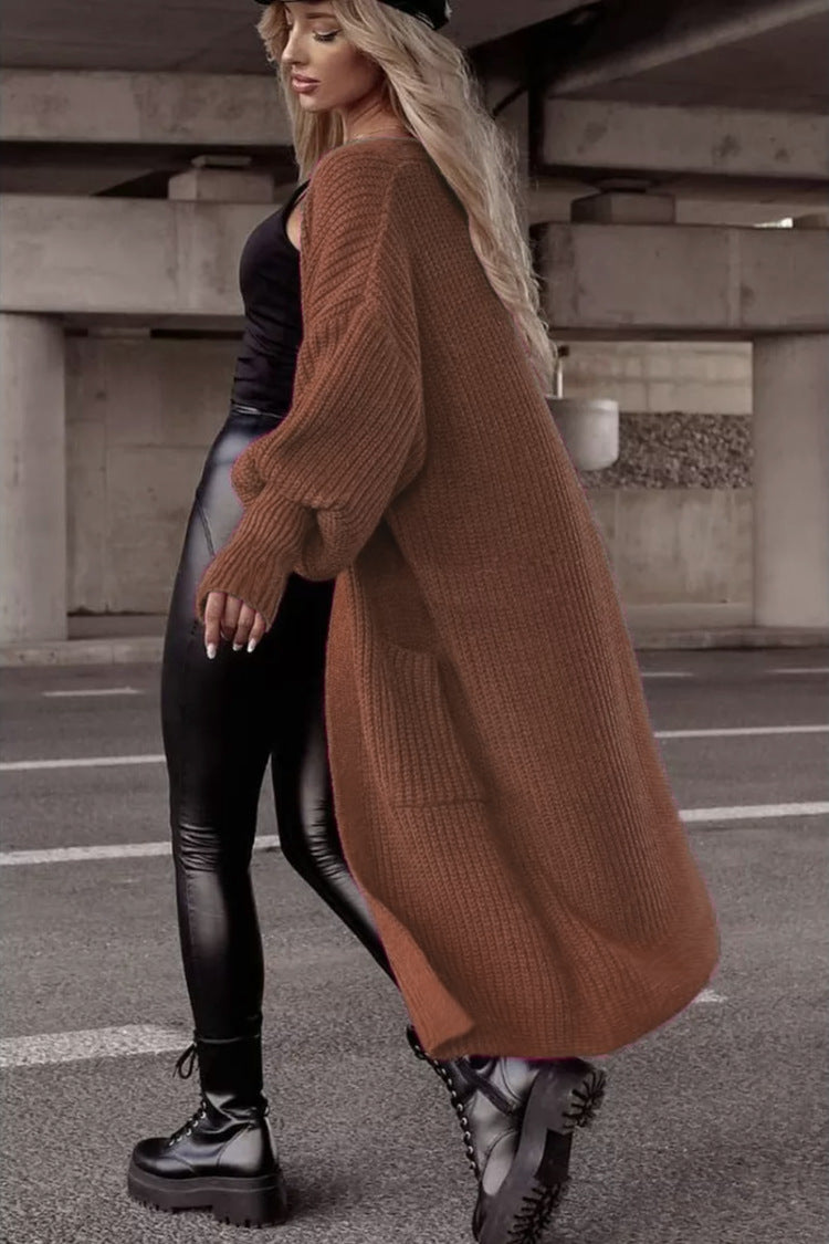 Damen Grobstrickmantel im lässigen Oversized-Stil mit tiefen Taschen Krohn-e