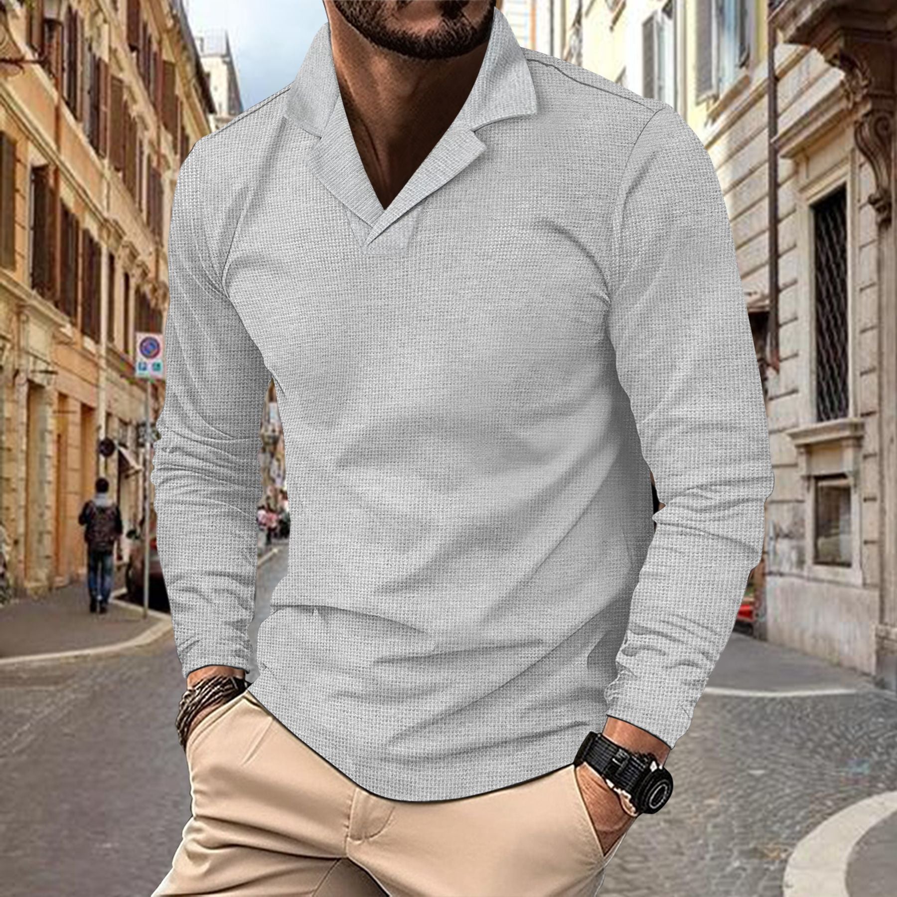 Herren modisches Langarmshirt mit strukturiertem Design Krohn-e
