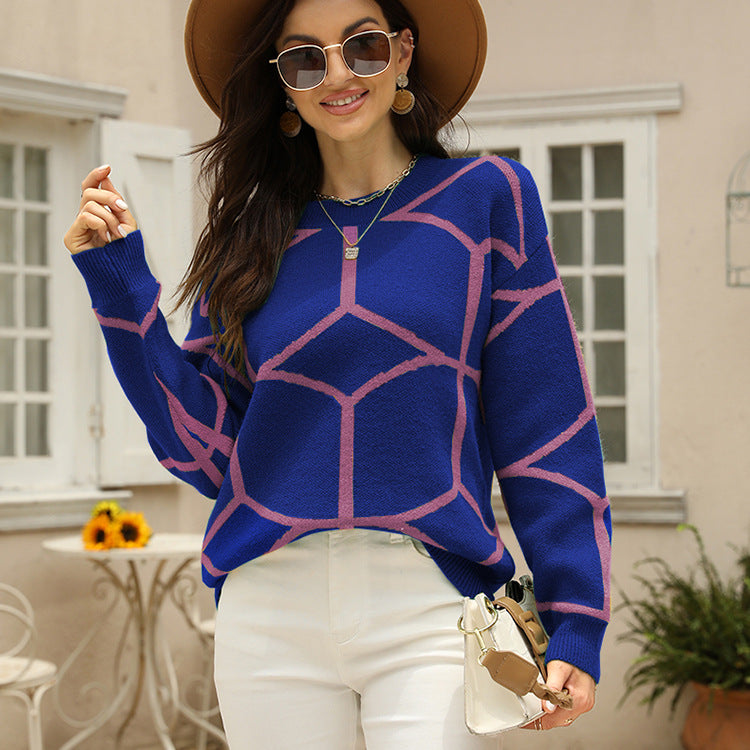 Damen strukturiertes Pullover mit geometrischem Muster und lässigem Schnitt Krohn-e