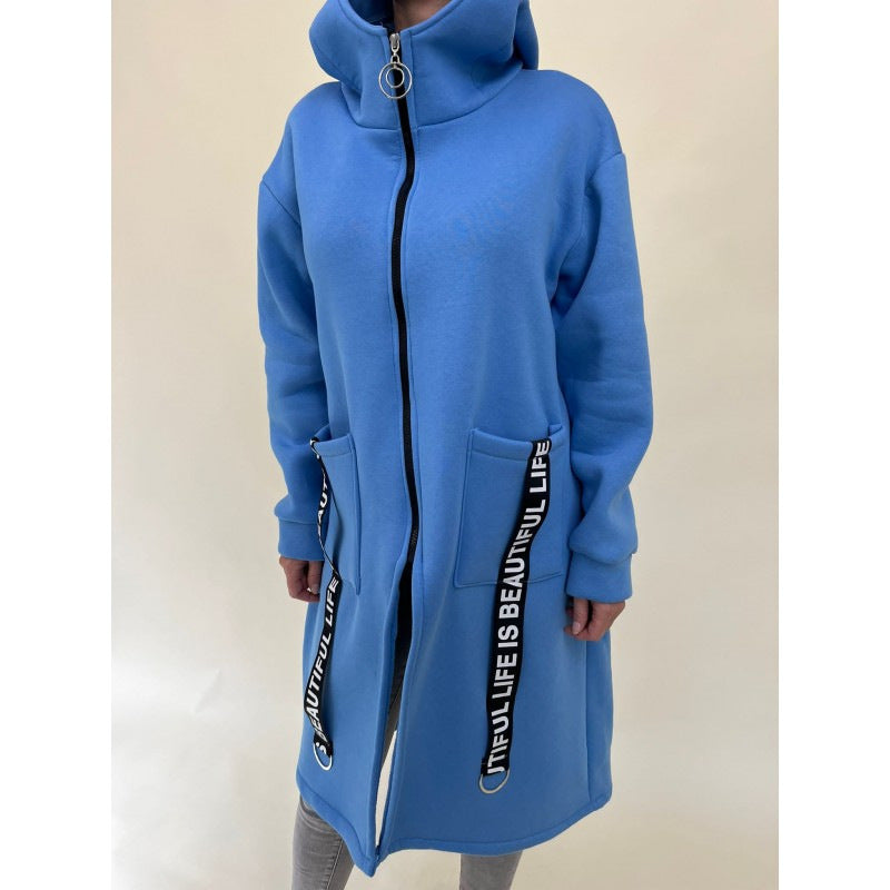 Krohn-e | Taschen Design Hoher Kragen Lange Kapuzen Sweatshirtjacke
