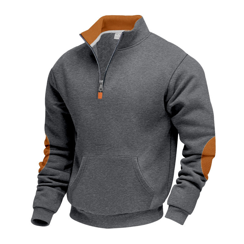 Herren Hochwertiger Stehkragenpullover aus atmungsaktivem Material mit Reißverschluss und Kontrastakzenten Krohn-e