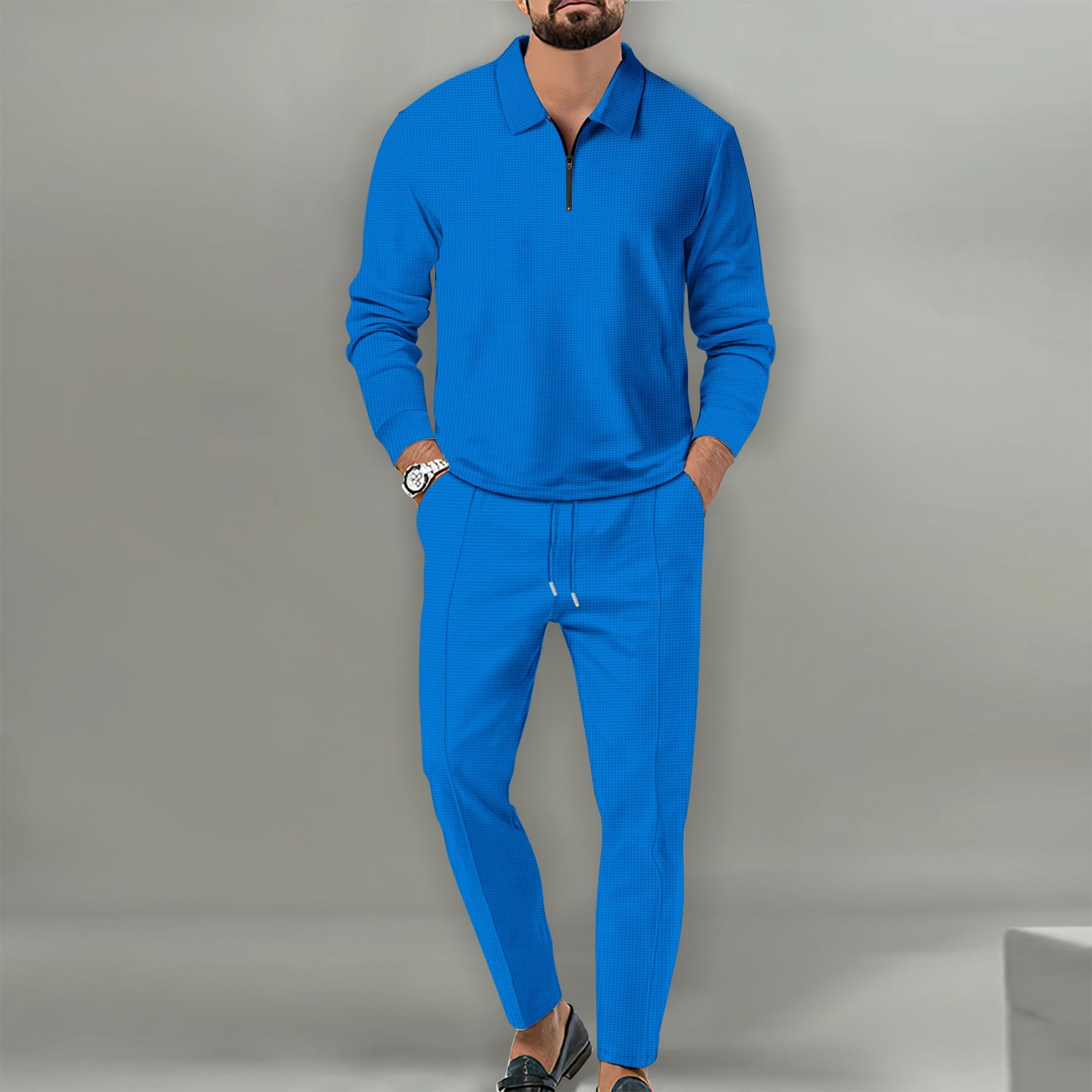 Herren Sportlicher Sweater mit Reißverschluss und eleganter Slim-Fit Hose Krohn-e