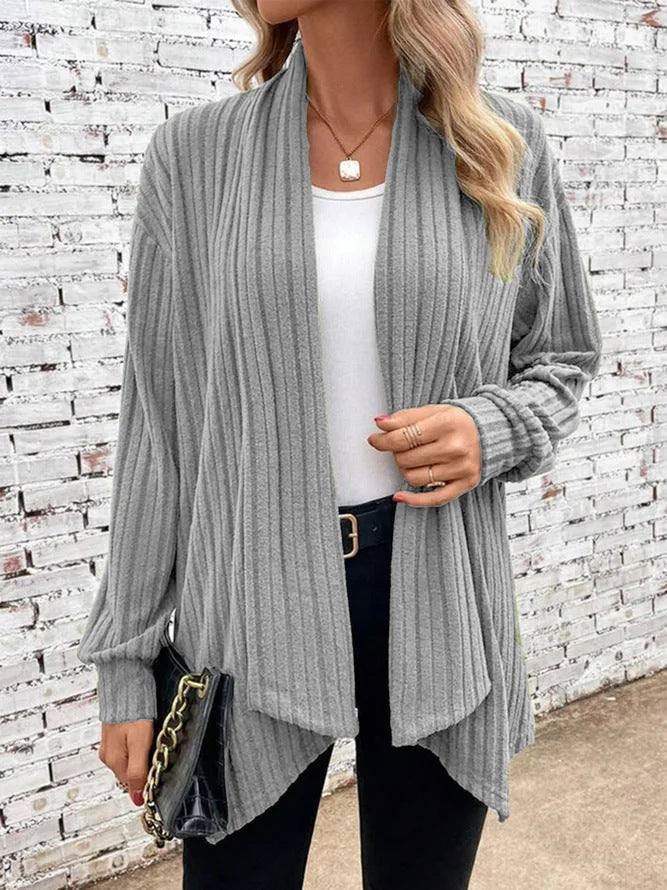 Damen lässiger Strickcardigan mit markantem Rippdesign Krohn-e