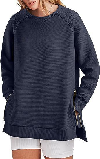 Damen modischer Sweatshirt mit seitlichen Reißverschlüssen Krohn-e