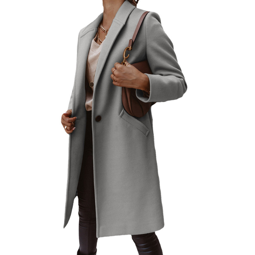 Damen Eleganter Wollmantel mit schmaler Silhouette und praktischen Taschen Krohn-e