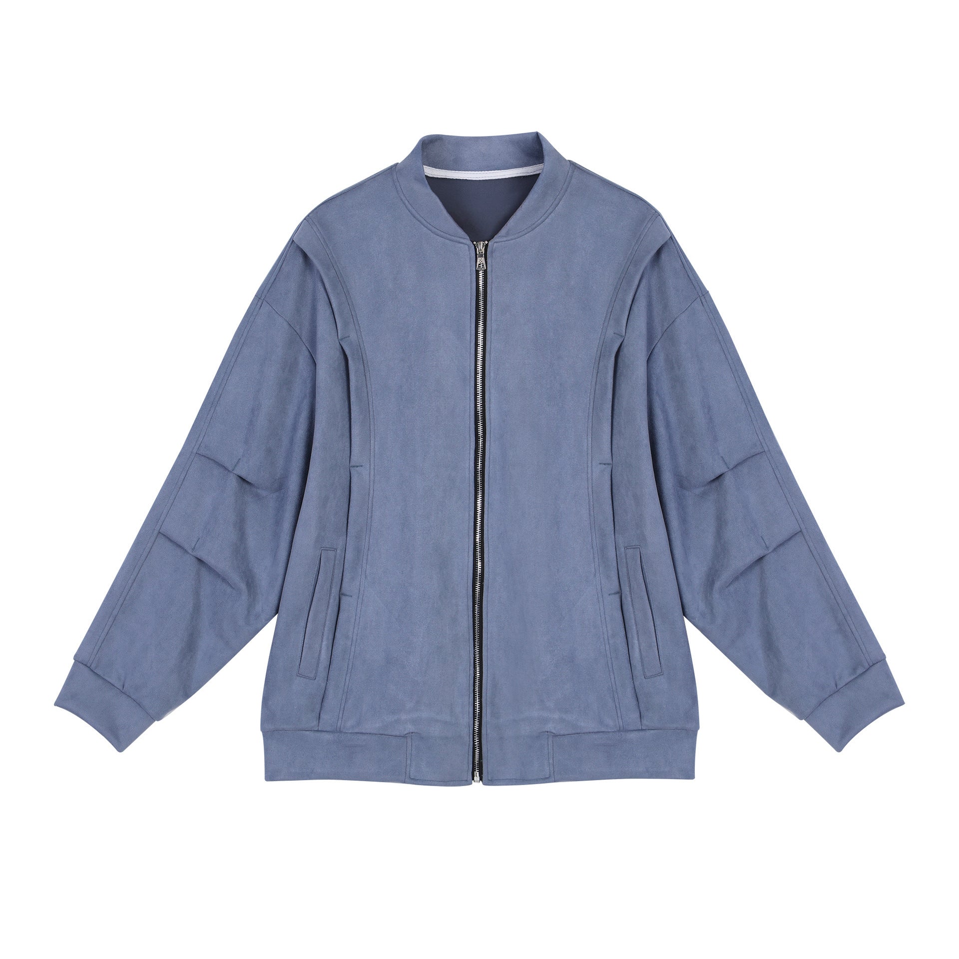 Damen stylische Oversize-Jacke aus weichem Kunstleder mit praktischen Taschen und durchgehendem Reißverschluss Krohn-e