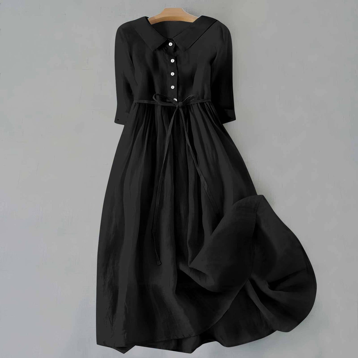 KROHN-E Damen Casual-Kleid A-Linie Kurzarm Leichte Baumwolle Sommer