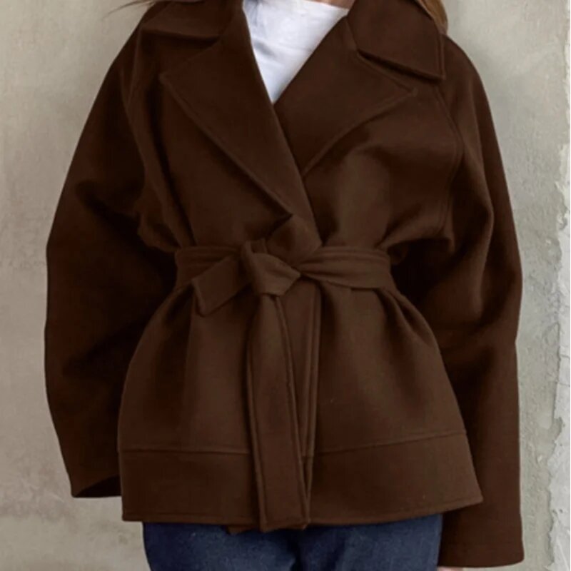 Damen Modische Wickeljacke aus hochwertigem Material mit taillierbarem Gürtel Krohn-e