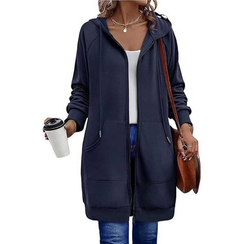 Damen modische Kapuzenjacke mit seitlichen Eingrifftaschen und Reißverschluss Krohn-e