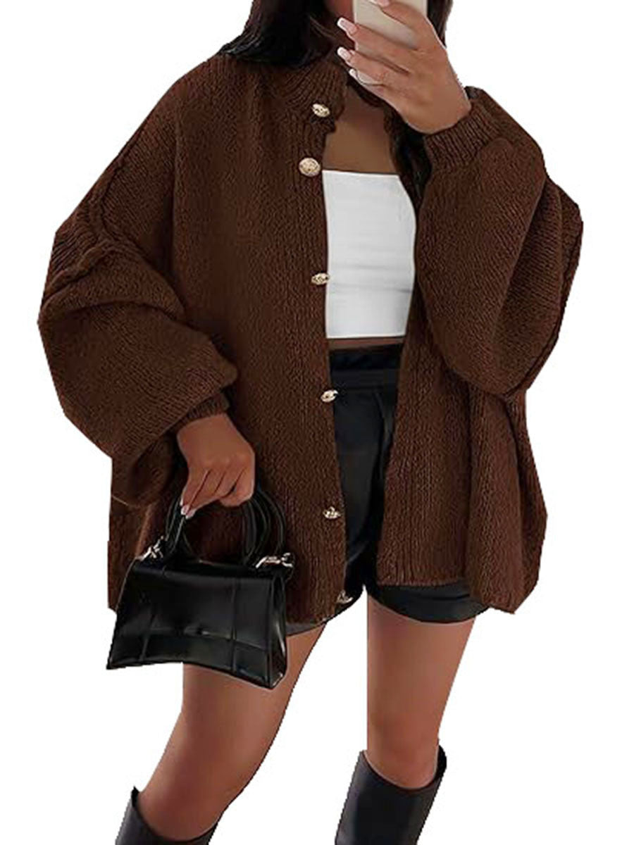 Damen Flauschige Strickjacke mit überschnittenen Schultern Krohn-e