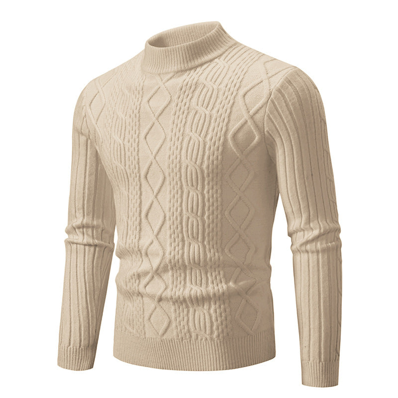 Herren Strickpullover mit hohem Kragen und Zopfmuster Krohn-e