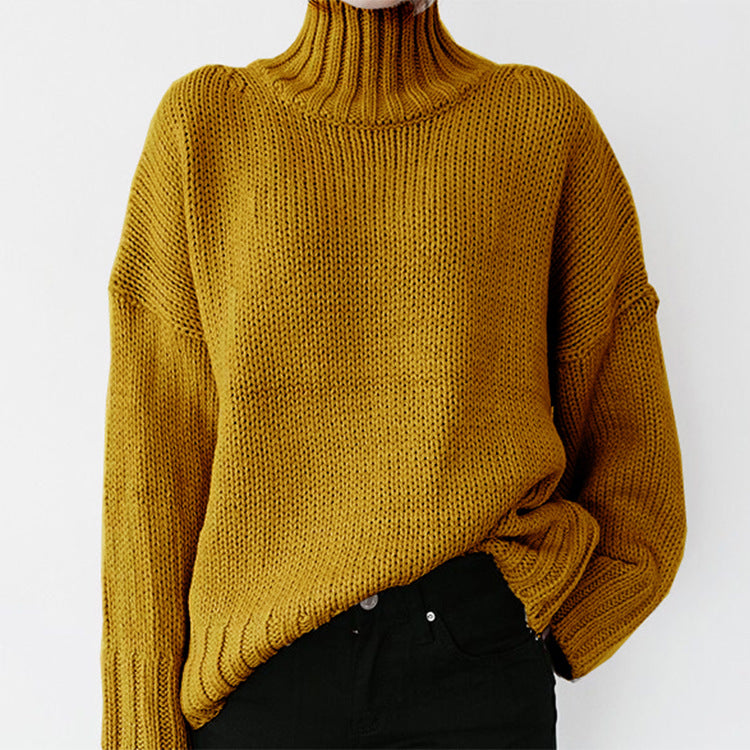 Damen Grober Strickpullover mit hohem Kragen und lässigem Schnitt Krohn-e