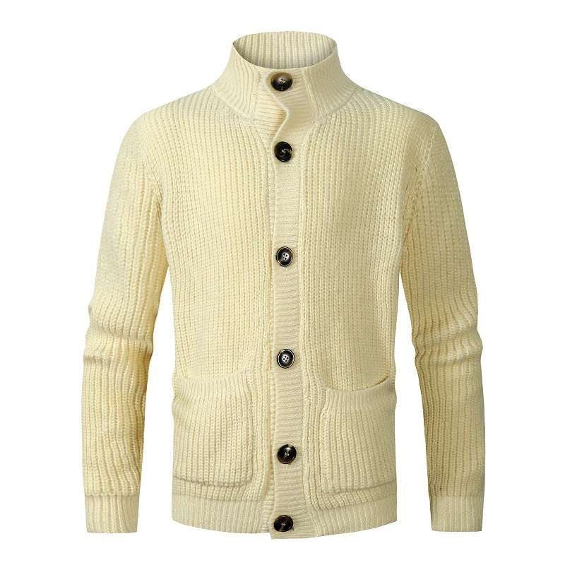 Herren modischer Strickcardigan mit hohem Kragen und Knopfdetails Krohn-e