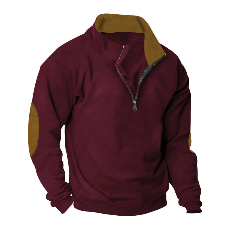 Herren Fleece Sweatshirt mit Stehkragen und schicken Kontrastärmel Krohn-e