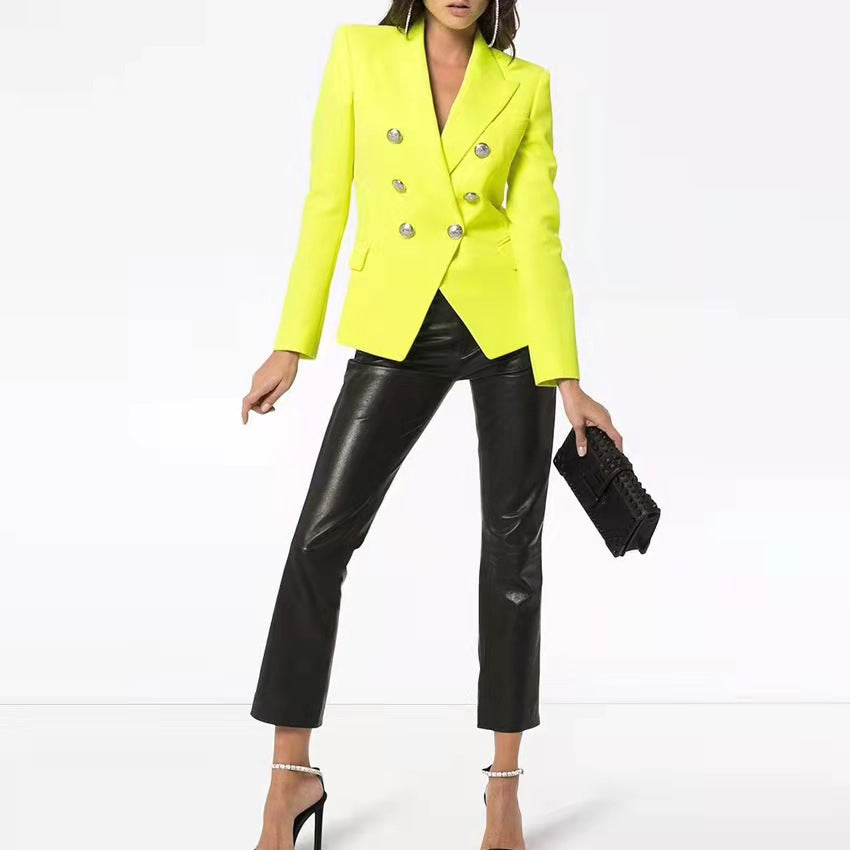 Damen Elegante Doppelreihige Blazerjacke mit goldenen Knöpfen Krohn-e