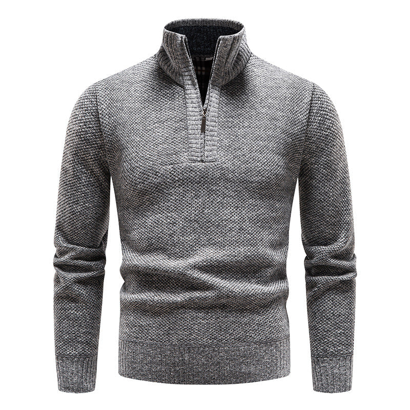 Herren eleganter Strickpullover mit modernem Stehkragen und Reißverschluss Krohn-e
