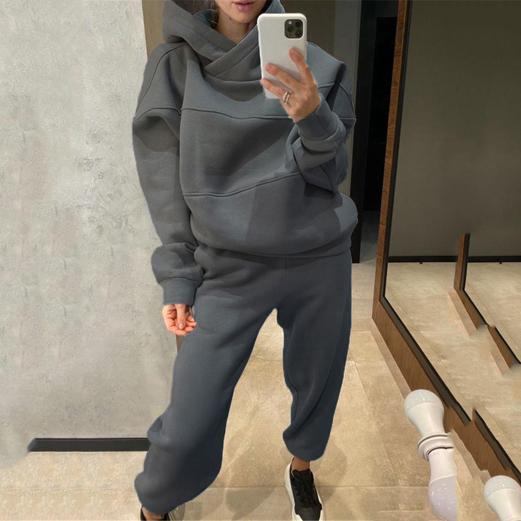Damen lässiges Hooded Sweatset mit Ziernähten Krohn-e