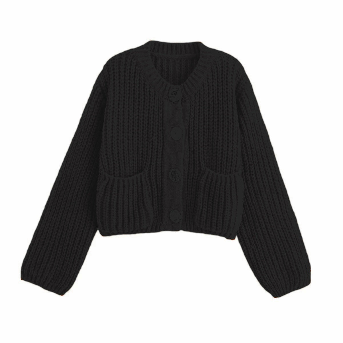 Damen kuschelige Strickjacke mit dekorativen Knöpfen und praktischen Taschen Krohn-e