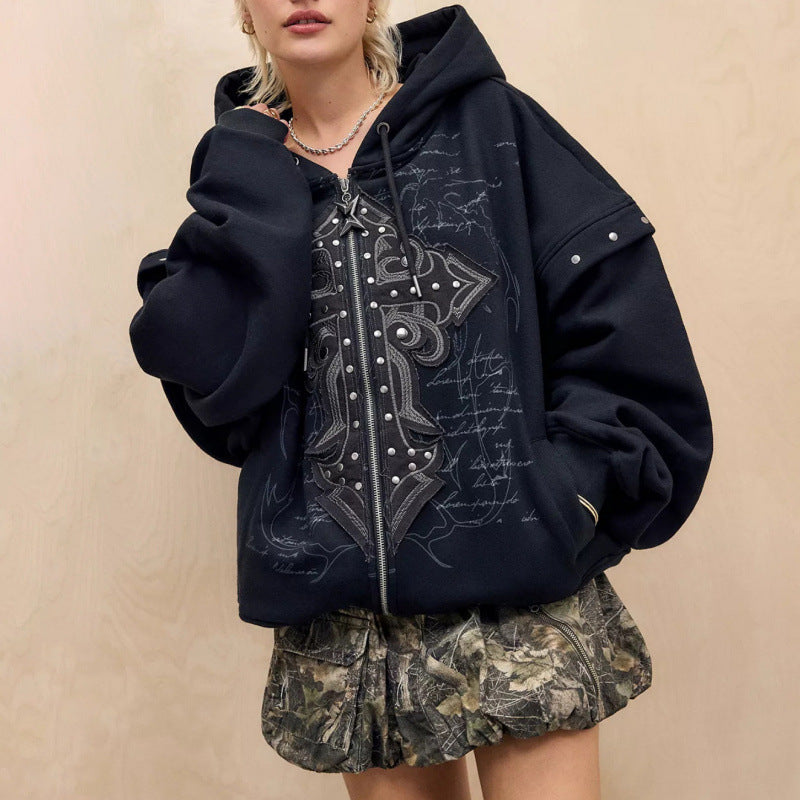 Damen Oversized Hoodie mit detailreichem Druck Krohn-e