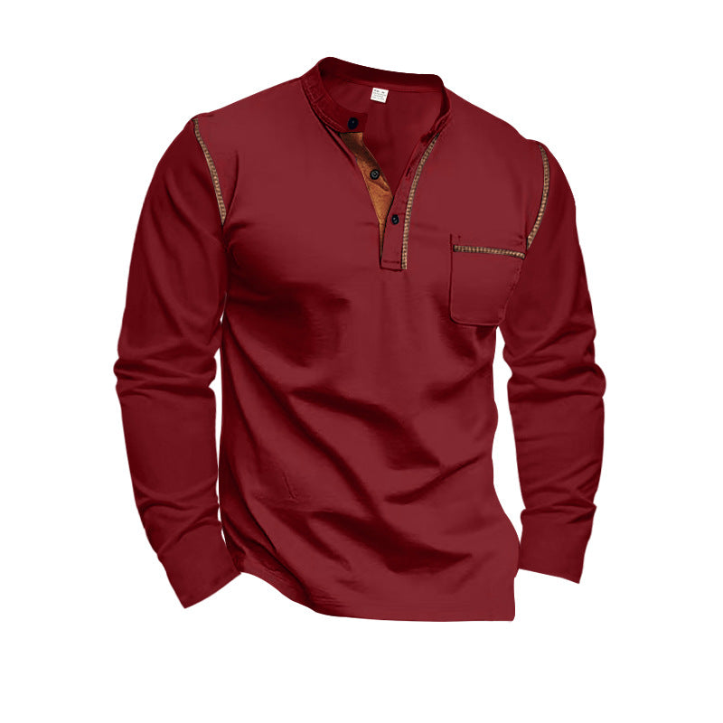 Herren Langarm-Henley-Shirt mit modischen Kontrastdetails Krohn-e