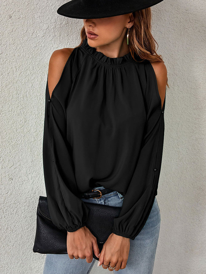 Damen Bluse mit kühlen Schulterdetails und elastischen Ärmeln Krohn-e