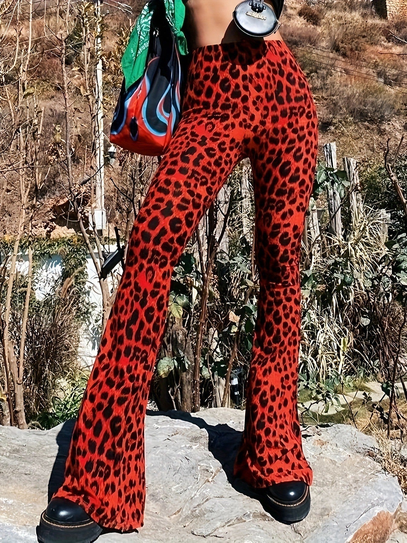 Damen Flared Leggings mit trendigem Leopardenmuster Krohn-e