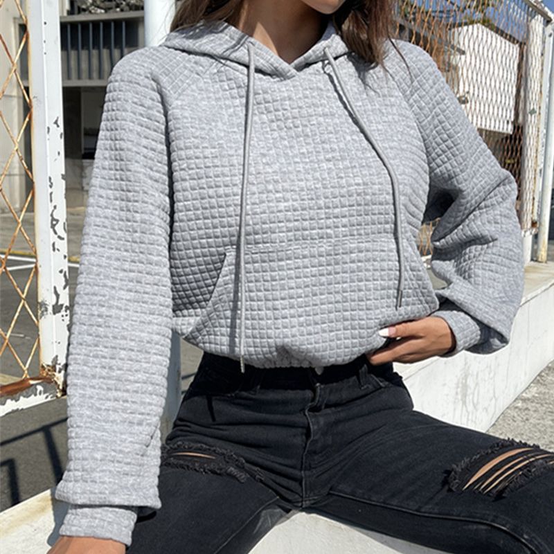 Damen modischer cropped Hoodie mit strukturierter Oberfläche Krohn-e