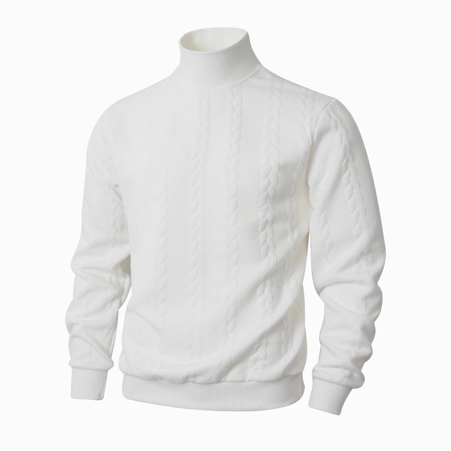 Herren modischer Strickpullover mit hohem Kragen und Zopfmuster Krohn-e
