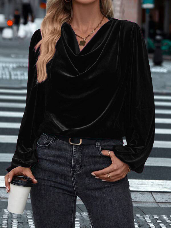Damen Elegantes Viskosebluse mit Wasserfallausschnitt Krohn-e