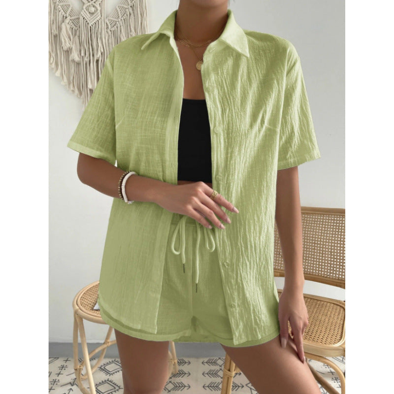 Damen Chice Loungewear-Kombination bestehend aus leichtem, atmungsaktivem Hemd und Shorts Krohn-e