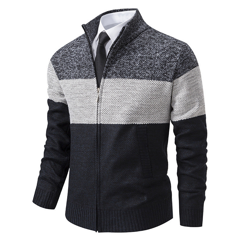 Herren modische Strickjacke mit hohem Kragen und modernem Reißverschluss Krohn-e