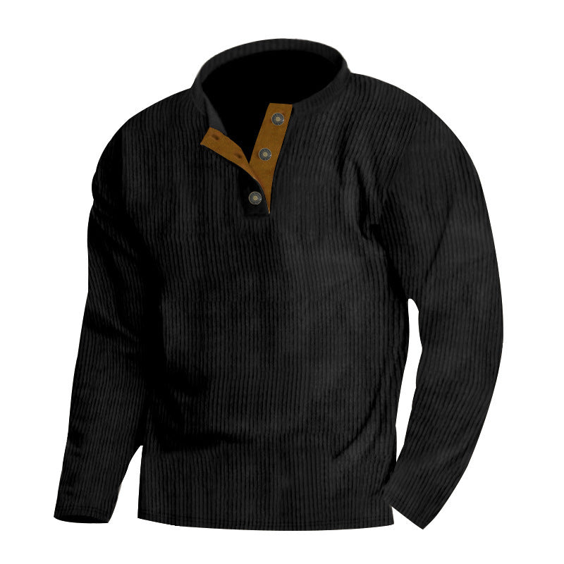 Herren Pullover mit strukturierter Oberfläche und Knopfleisten-Detail Krohn-e