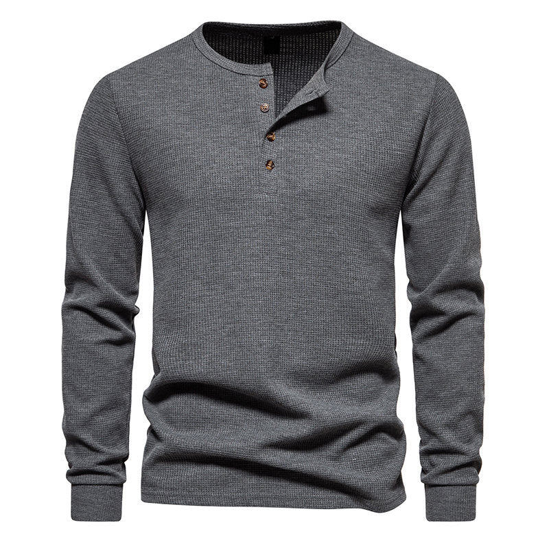 Herren Langarmshirt mit Knopfleiste und strukturiertem Design Krohn-e