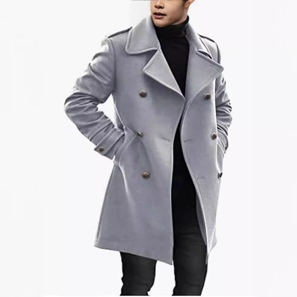 Herren eleganter, doppelreihiger Wollmantel Krohn-e