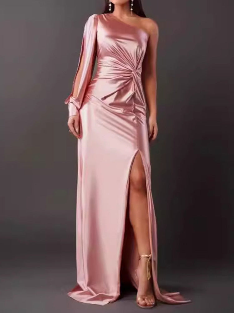 Damen Abendkleid mit asymmetrischem Ausschnitt und eleganter Faltenlegung Krohn-e