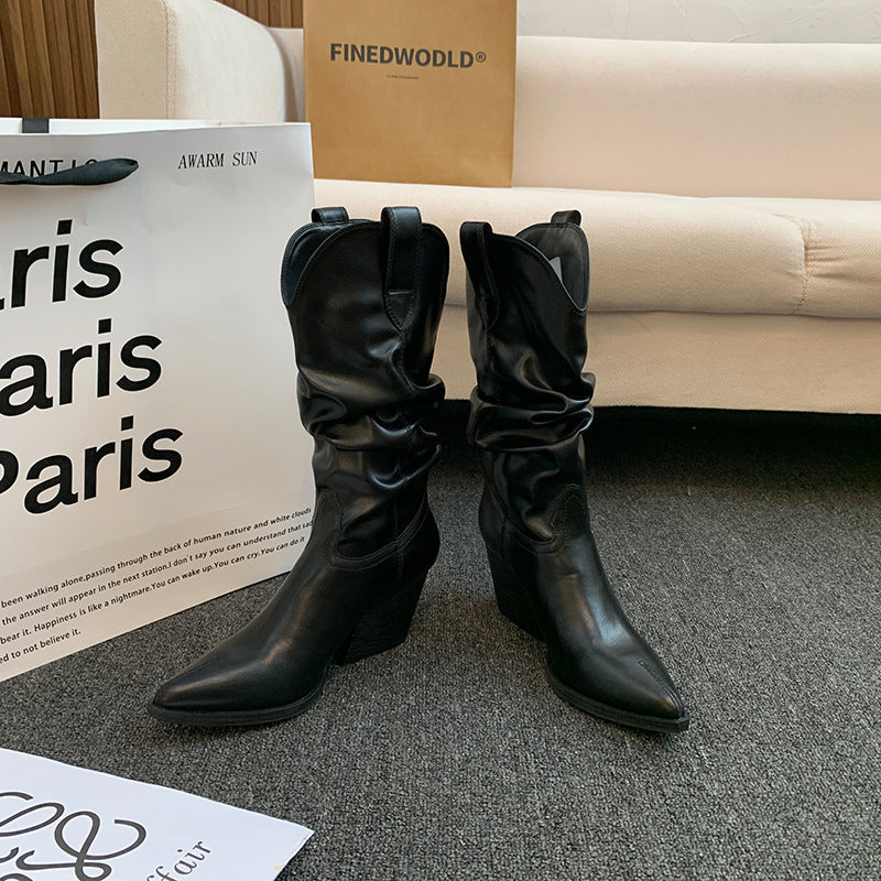 Damen Western-Stiefel mit eleganter Raffung und Absatz Krohn-e