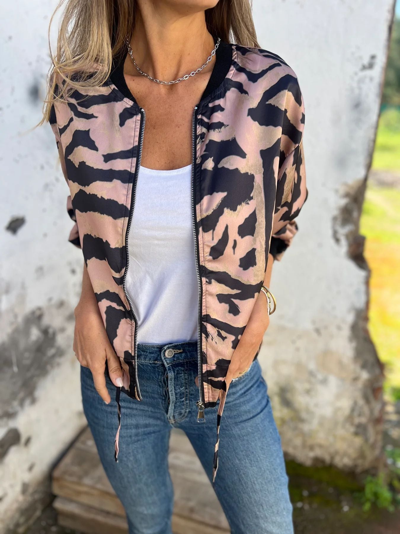 Damen Sportliche Bomberjacke mit trendigem Tiermuster Krohn-e