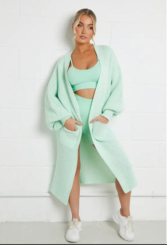 Damen Langstrickjacke mit grober Maschenstruktur und praktischen Taschen Krohn-e