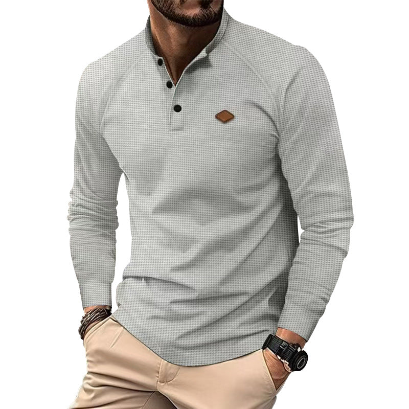 Herren Langarm-Henley-Shirt mit strukturierter Oberfläche und modischen Knopfdetails Krohn-e