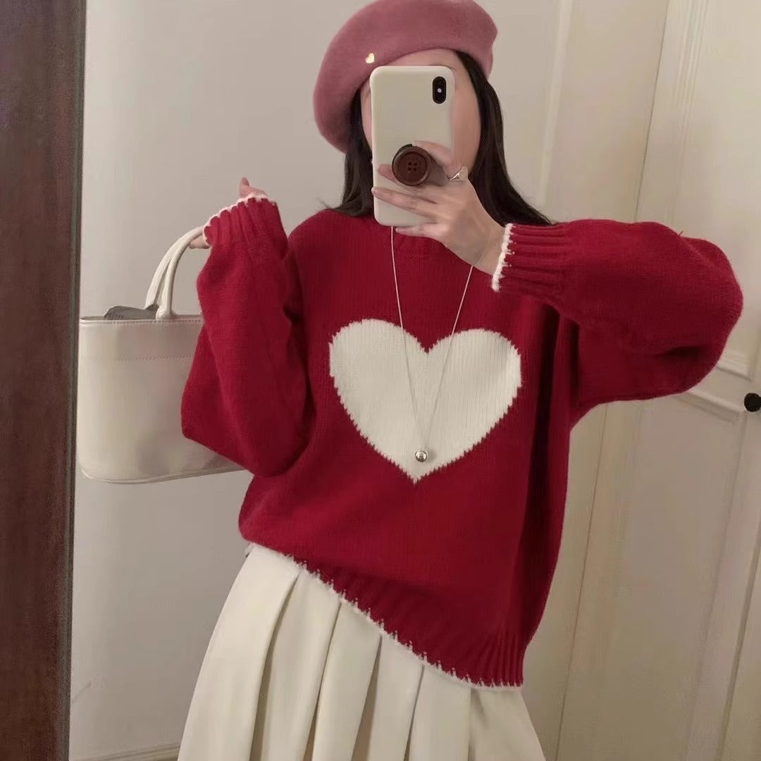 Damen angesagter Pullover mit Herzmotiv und lässigem Schnitt Krohn-e