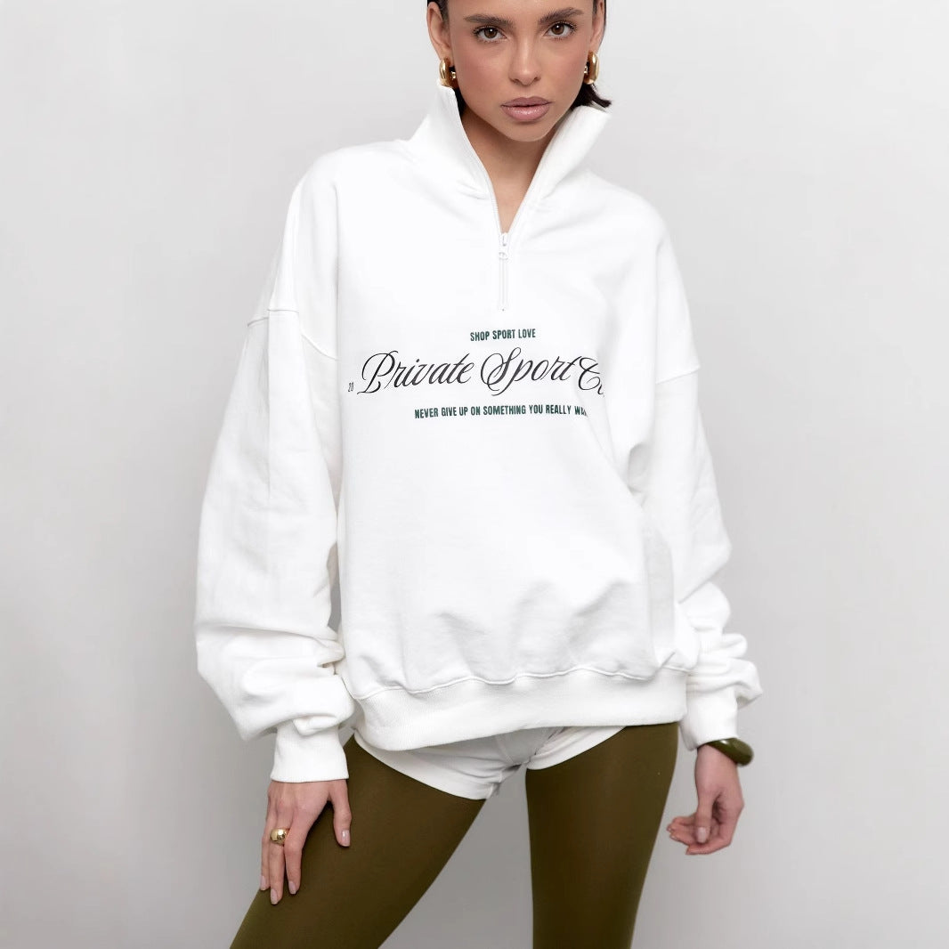 Krohn-e | Sweatshirt Halbzip und Buchstaben Druck