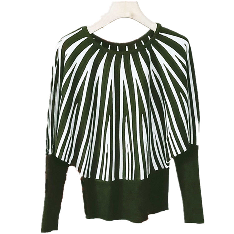 Damen weicher Pullover mit modernem Streifenmuster und weitem Schnitt Krohn-e