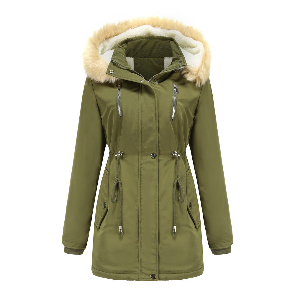Damen isolierte Winterjacke mit abnehmbarem Kunstfellkragen Krohn-e