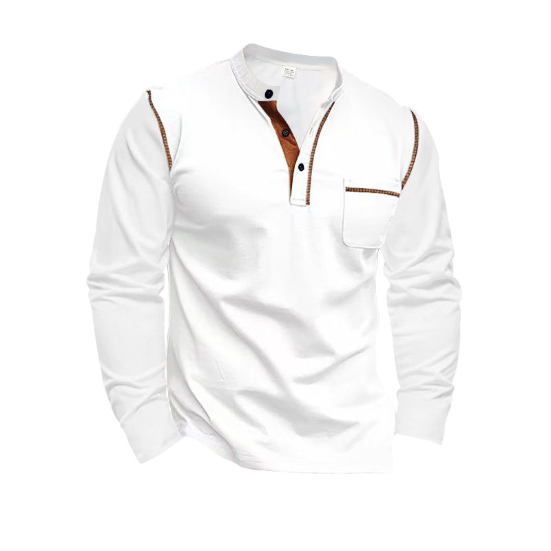 Herren Langarmshirt mit lässigem Stehkragen und kontrastierenden Akzenten Krohn-e