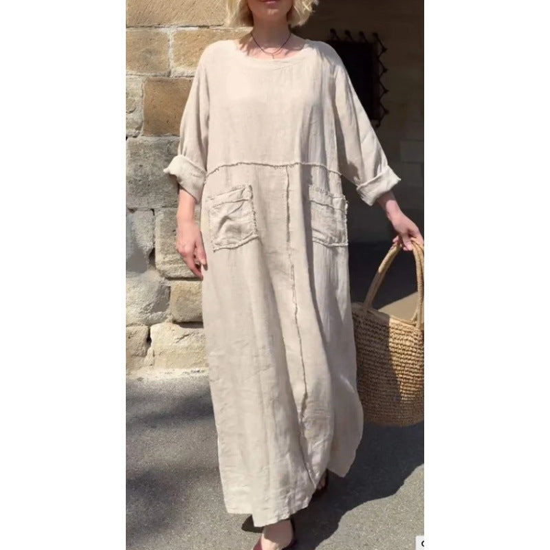 Langes, lässiges Plisseekleid mit langen Ärmeln von Krohn-e