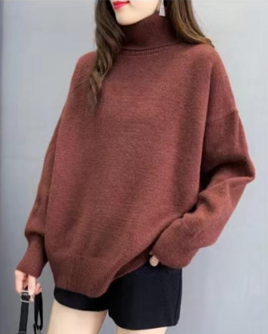 Damen Oversized Pullover mit hohem Kragen und Puffärmeln Krohn-e